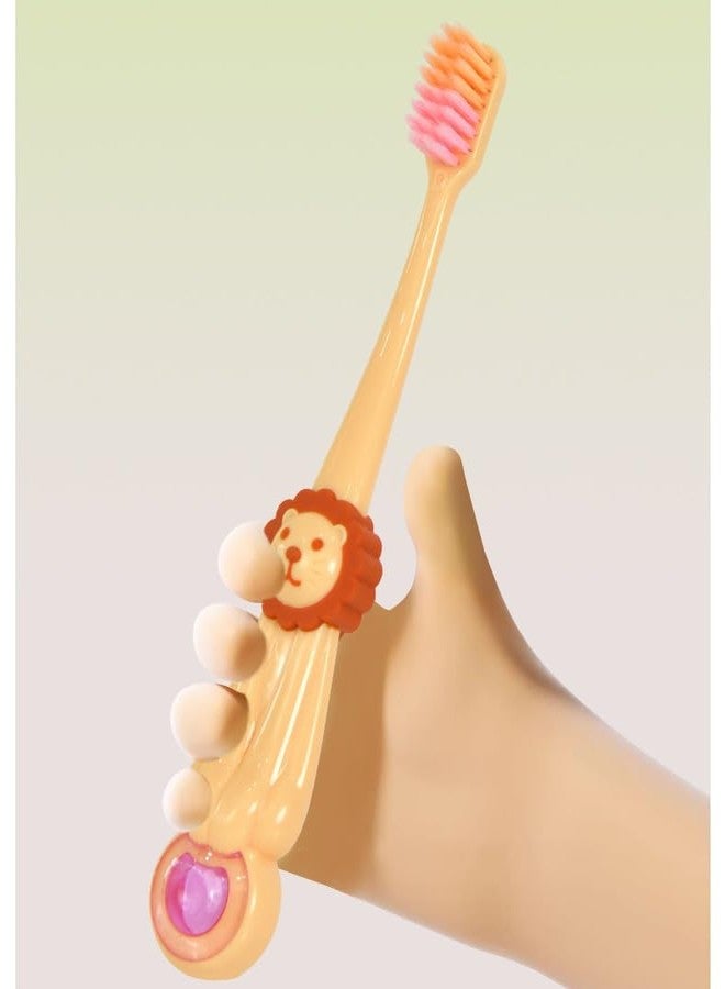 SAMVARDHAN Cute Lion Toothbrush Set For Kids- Ultra Soft Bristles & Fun Animal Handle for 3-12 Years old Children, Multicolor (3) - Image 3